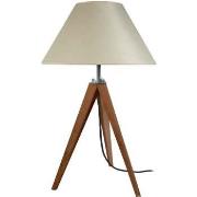 Lampes de bureau Tosel Lampe de chevet trépied bois foncé et créme