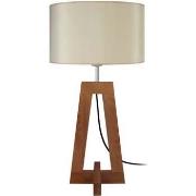 Lampes de bureau Tosel Lampe de chevet colonne bois foncé et créme