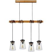 Lustres, suspensions et plafonniers Tosel Lustre bar bois foncé et noi...