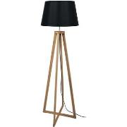 Lampadaires Tosel Lampadaire colonne bois foncé et noir