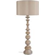 Lampes de bureau Tosel Lampe a poser colonne bois foncé et taupe