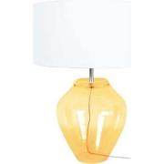 Lampes de bureau Tosel Lampe a poser vase verre jaune et blanc