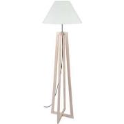 Lampadaires Tosel Lampadaire colonne bois naturel et blanc