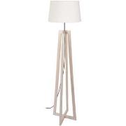 Lampadaires Tosel Lampadaire colonne bois naturel et blanc