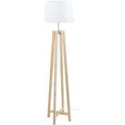 Lampadaires Tosel Lampadaire colonne bois naturel et blanc