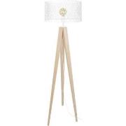 Lampadaires Tosel Lampadaire trépied bois naturel et blanc