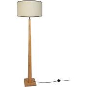 Lampadaires Tosel Lampadaire droit bois naturel et blanc