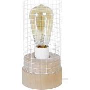 Lampes de bureau Tosel Lampe de chevet cylindrique bois naturel et bla...