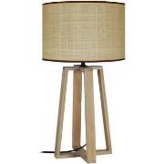 Lampes de bureau Tosel Lampe de chevet colonne bois naturel et creme