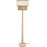 Lampadaires Tosel Lampadaire droit bois naturel et crème