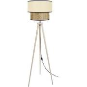 Lampadaires Tosel Lampadaire trépied bois naturel et crème