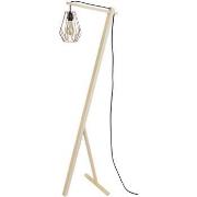 Lampadaires Tosel lampadaire liseuse articulé bois naturel et cuivre