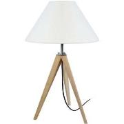 Lampes de bureau Tosel Lampe de chevet trépied bois naturel et écru