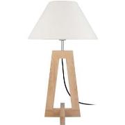 Lampes de bureau Tosel Lampe de chevet colonne bois naturel et écru