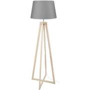 Lampadaires Tosel Lampadaire colonne bois naturel et gris