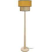 Lampadaires Tosel Lampadaire droit bois naturel et jaune