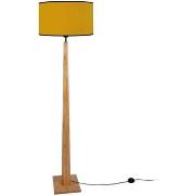 Lampadaires Tosel Lampadaire droit bois naturel et jaune