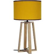 Lampes de bureau Tosel Lampe de chevet colonne bois naturel et jaune