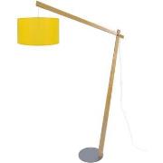 Lampadaires Tosel Lampadaire arqué bois naturel et jaune