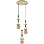 Lustres, suspensions et plafonniers Tosel Lustre cylindrique bois natu...