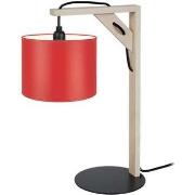 Lampes de bureau Tosel Lampe de chevet carré bois naturel et rouge