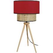 Lampes de bureau Tosel Lampe a poser trépied bois naturel et rouge