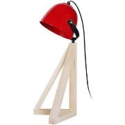 Lampes de bureau Tosel Lampe de bureau dôme bois naturel et rouge