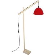 Lampadaires Tosel lampadaire liseuse articulé bois naturel et rouge