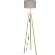 Lampadaires Tosel Lampadaire trépied bois naturel et taupe