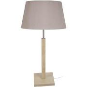 Lampes de bureau Tosel Lampe a poser colonne bois naturel et taupe