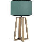 Lampes de bureau Tosel Lampe de chevet colonne bois naturel et vert