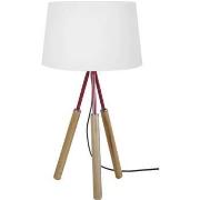 Lampes de bureau Tosel Lampe a poser trépied bois naturel,cuivre et bl...