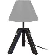 Lampes de bureau Tosel Lampe de chevet trépied bois noir et gris