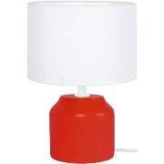 Lampes de bureau Tosel Lampe de chevet cylindrique bois rouge et blanc