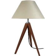 Lampes de bureau Tosel Lampe de chevet trépied bois wangué et crème