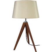 Lampes de bureau Tosel Lampe de chevet trépied bois wangué et crème