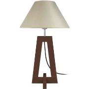 Lampes de bureau Tosel Lampe de chevet colonne bois wangué et crème