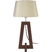 Lampes de bureau Tosel Lampe de chevet colonne bois wangué et crème