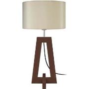 Lampes de bureau Tosel Lampe de chevet colonne bois wangué et crème