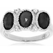 Bijoux Orusbijoux Bague Trilogie Argent Rhodié Spinelle Noir