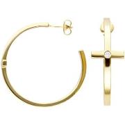 Boucles oreilles Orusbijoux Créoles Croix Serties Dorées