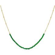 Collier Orusbijoux Collier Chaîne Argent Doré Avec Perles De Onyx Vert