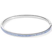 Bracelets Coeur De Lion Jonc acier et cristal bleu clair S