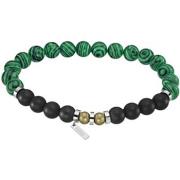 Bracelets Lotus Bracelet homme acier perles vertes/noires
