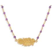 Collier Orusbijoux Collier Argent Doré Plume Et Amethyste