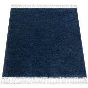 Tapis Rugsx Tapis BERBER carré 9000 bleu foncé Franges 160x160 cm