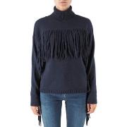 Pull Replay Pull Col Roul Franges Bleu Fonc