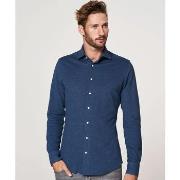 Chemise Profuomo Chemise Tricotée Bleu Indigo