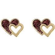 Boucles oreilles Brillaxis Boucles d'oreilles double coeurs or laque p...