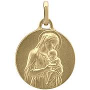 Pendentifs Brillaxis Médaille vierge à l'enfant or jaune 18 carats